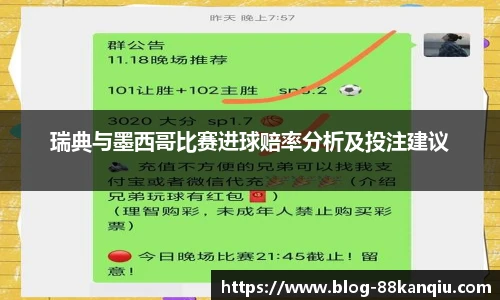 瑞典与墨西哥比赛进球赔率分析及投注建议